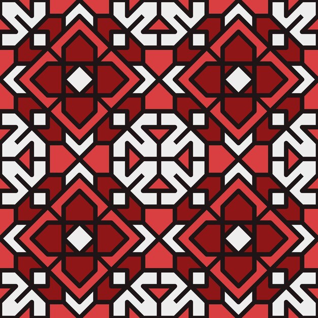 Diseño geométrico de azulejos rojos y blancos