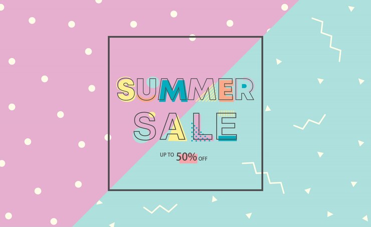 Diseño geométrico de Banner de venta de verano.