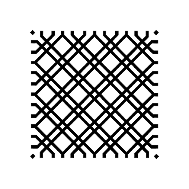 un diseño geométrico en blanco y negro con un diseño negro en él
