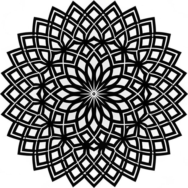 un diseño geométrico blanco y negro con un fondo blanco y negro
