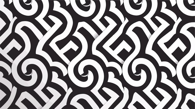 un diseño geométrico en blanco y negro con la letra e en él