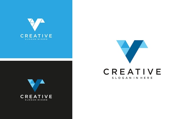 diseño geométrico creativo del logotipo de la letra v