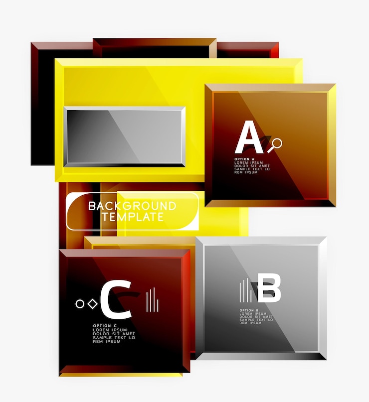 Vector diseño geométrico cuadrados estandarte abstracto efectos brillantes brillantes