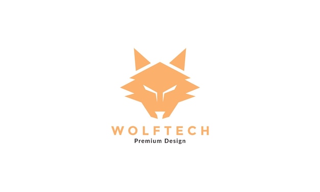 Diseño geométrico del ejemplo del icono del símbolo del vector del logotipo del lobo de la cabeza de la tecnología