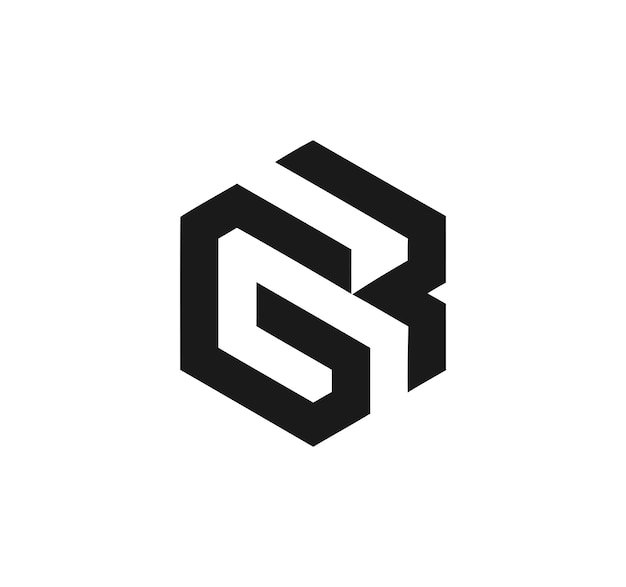 Diseño geométrico del logotipo con las letras G y R