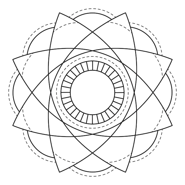 Diseño geométrico de mandala con líneas circulares superpuestas