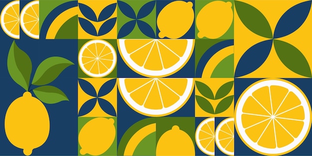 Diseño geométrico minimalista de limón para papel pintado publicitario de cartel de portada de cartel