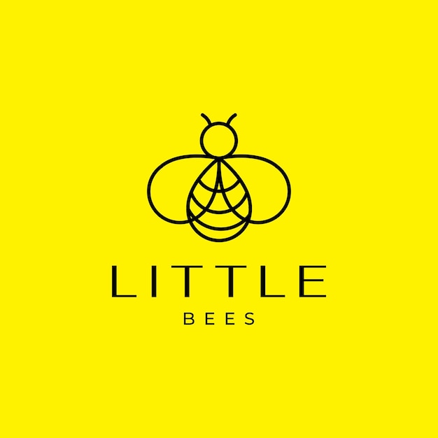 Diseño geométrico mínimo de logotipo de abeja.