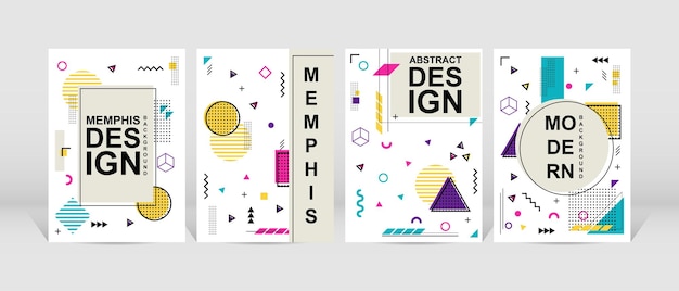 Diseño geométrico de moda Conjunto de diseño de moda de Memphis Diseño de fondo geométrico fresco
