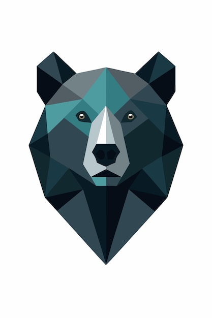 Diseño geométrico de oso sobre fondo blanco