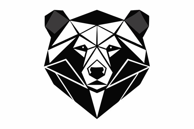 Diseño geométrico de oso sobre fondo blanco