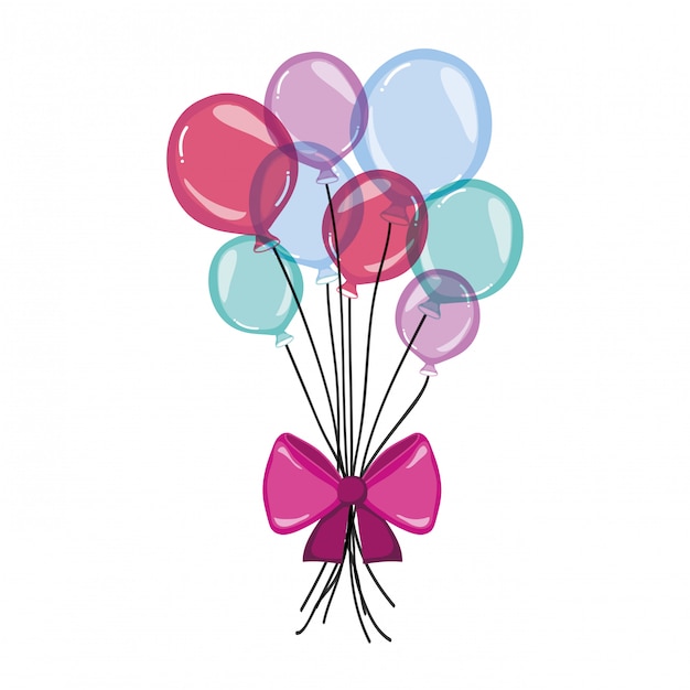 Diseño de globos fiesta con lazo de cinta.