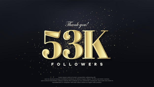 Diseño gracias 53k seguidores en color dorado suave.