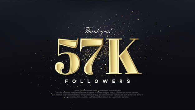 Diseño gracias 57k seguidores en color dorado suave.