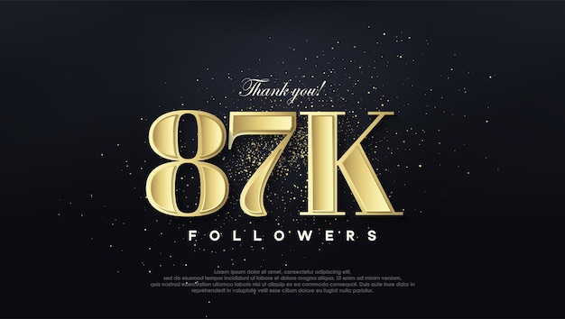 Diseño gracias 87k seguidores en color dorado suave.