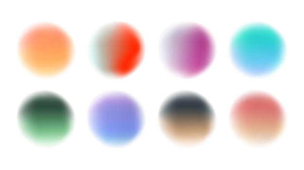 diseño de gradiente vectorial plano etiqueta colorida pegatina forma de círculo geometría conjunto colección