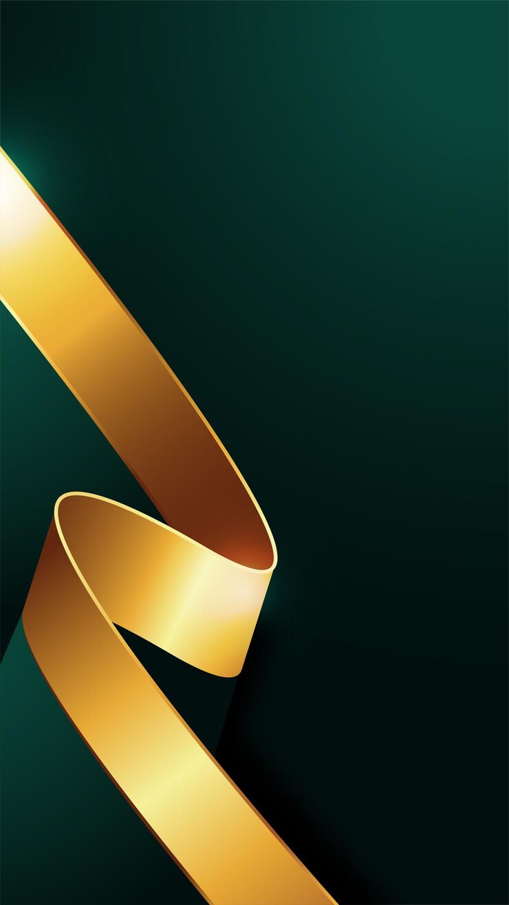 diseño de gradiente verde moderno abstracto fondo 3D lujo con cinta de oro de onda