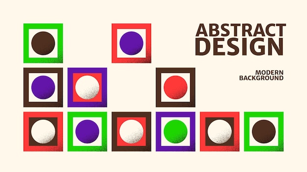 Diseño gráfico abstracto de cuadrados y círculos. Póster brutalista moderno en colores llamativos con textura.