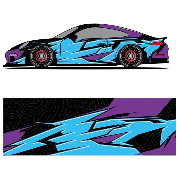 Diseño gráfico abstracto de pegatina de vinilo de carreras para automóviles de carreras de fondo de marca desi