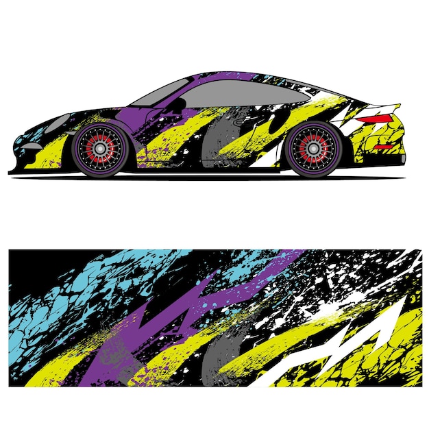 Diseño gráfico abstracto de pegatinas de vinilo de carreras para publicidad de coches de carreras