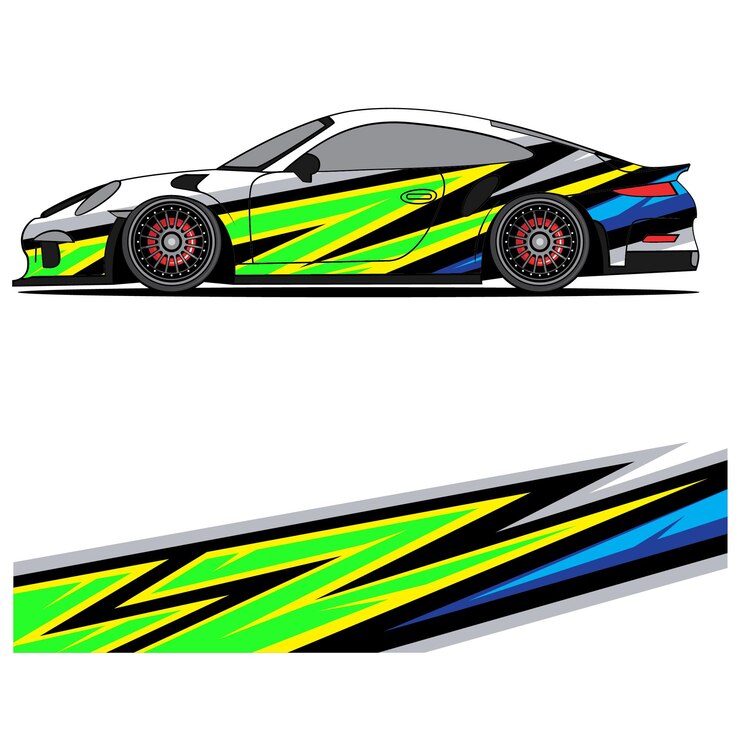 Vector diseño gráfico abstracto de pegatinas de vinilo de carreras para publicidad de coches de carreras