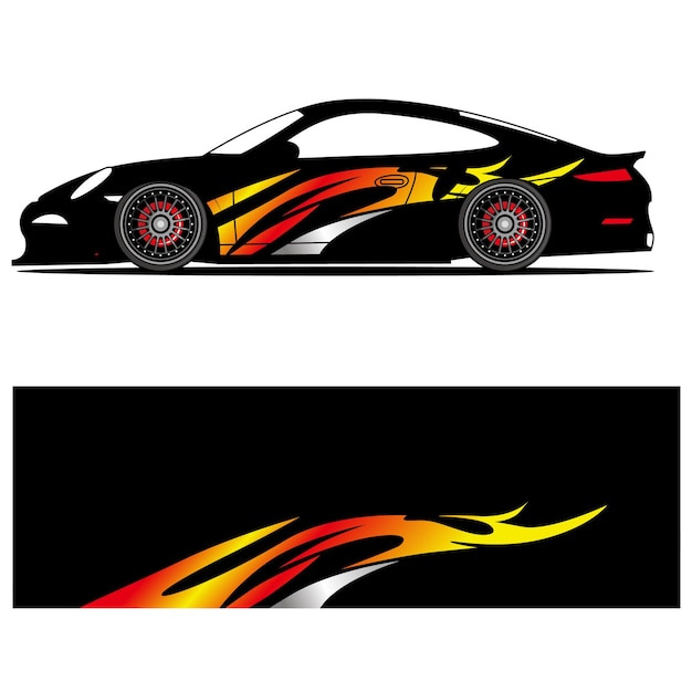 Diseño gráfico abstracto de vinilo adhesivo de carreras para publicidad de coches de carreras.