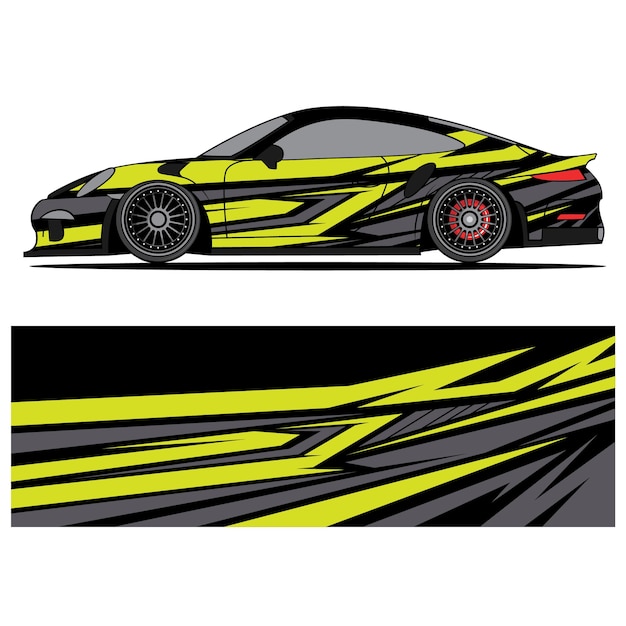 Diseño gráfico abstracto de vinilo adhesivo de carreras para publicidad de coches de carreras.
