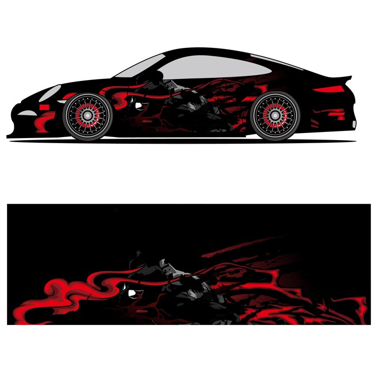 Vector diseño gráfico abstracto de vinilo adhesivo de carreras para publicidad de coches de carreras.