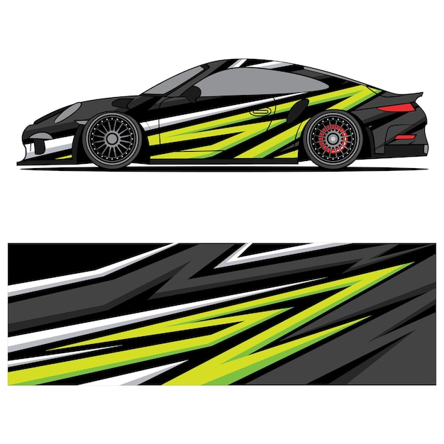 Diseño gráfico abstracto de vinilo adhesivo de carreras para publicidad de coches de carreras.