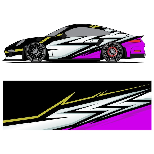 Diseño gráfico abstracto de vinilo adhesivo de carreras para publicidad de coches de carreras.