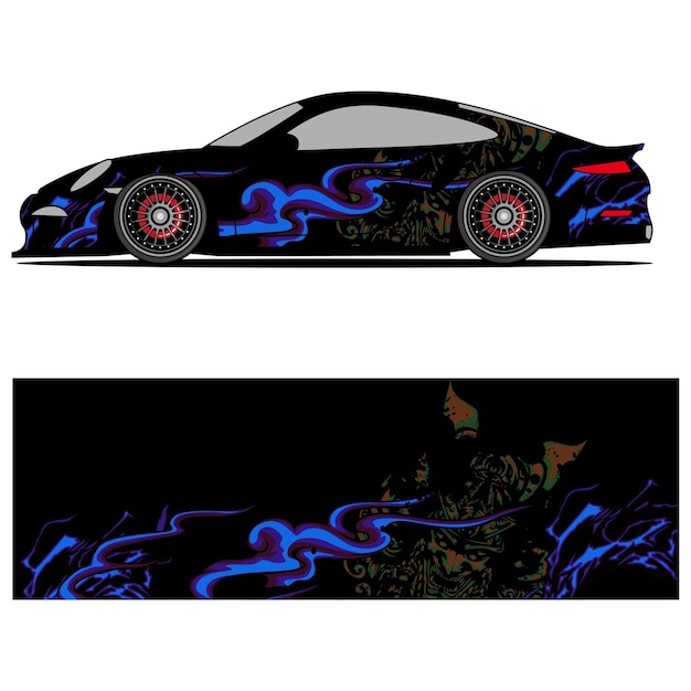 Diseño gráfico abstracto de vinilo adhesivo de carreras para publicidad de coches de carreras.
