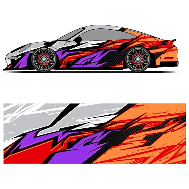 Diseño gráfico abstracto de vinilo adhesivo de carreras para publicidad de coches de carreras.