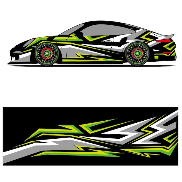 Diseño gráfico abstracto de vinilo adhesivo de carreras para publicidad de coches de carreras.