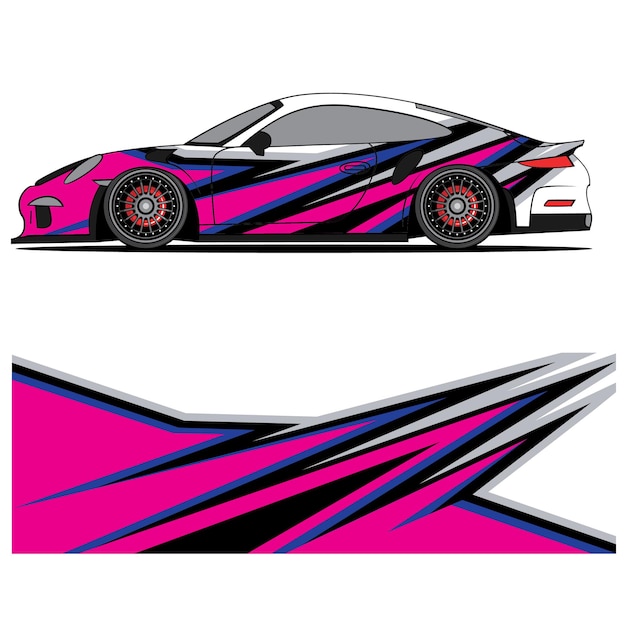 Diseño gráfico abstracto de vinilo adhesivo de carreras para publicidad de coches de carreras.