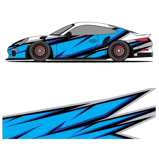 Diseño gráfico abstracto de vinilo adhesivo de carreras para publicidad de coches de carreras.