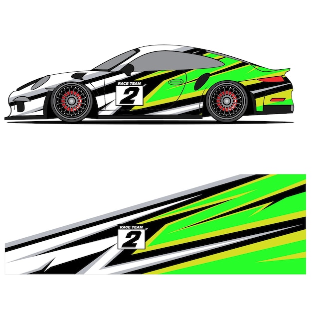 Diseño gráfico abstracto de vinilo adhesivo de carreras para publicidad de coches de carreras.
