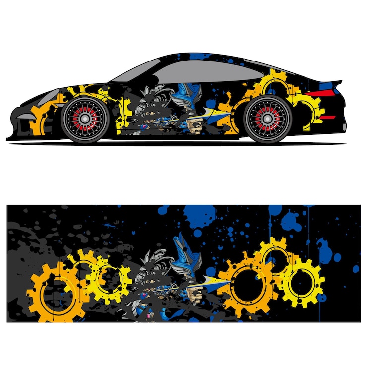 Vector diseño gráfico abstracto de vinilo adhesivo de carreras para publicidad de coches de carreras.