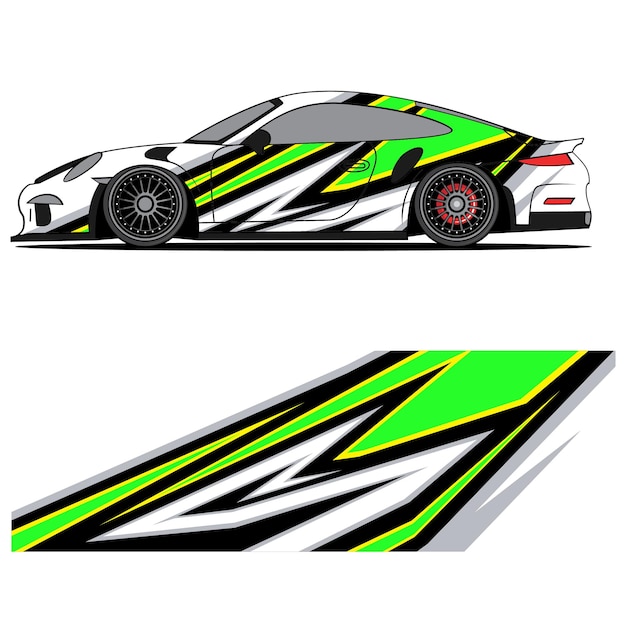 Diseño gráfico abstracto de vinilo adhesivo de carreras para publicidad de coches de carreras.