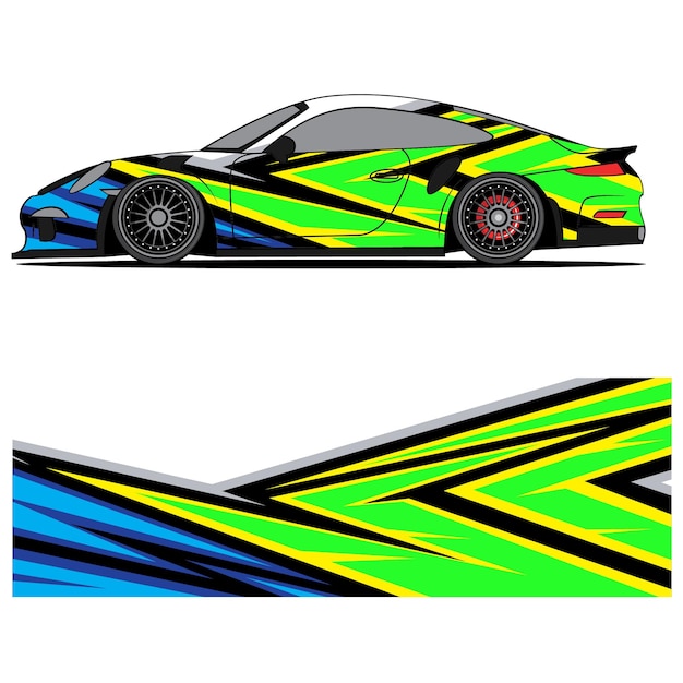 Diseño gráfico abstracto de vinilo adhesivo de carreras para publicidad de coches de carreras.