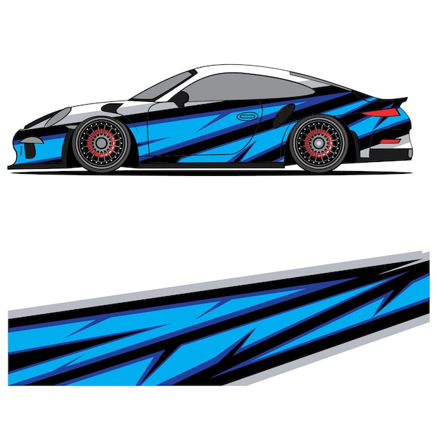 Diseño gráfico abstracto de vinilo adhesivo de carreras para publicidad de coches de carreras.