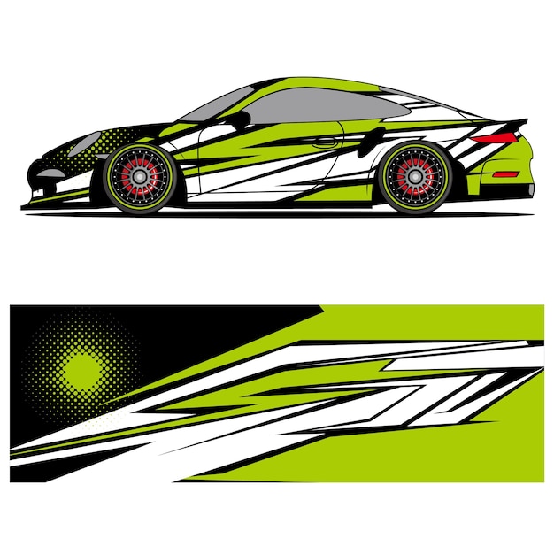 Diseño gráfico abstracto de vinilo adhesivo de carreras para publicidad de coches de carreras.