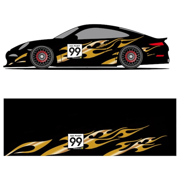 Diseño gráfico abstracto de vinilo adhesivo de carreras para publicidad de coches de carreras.