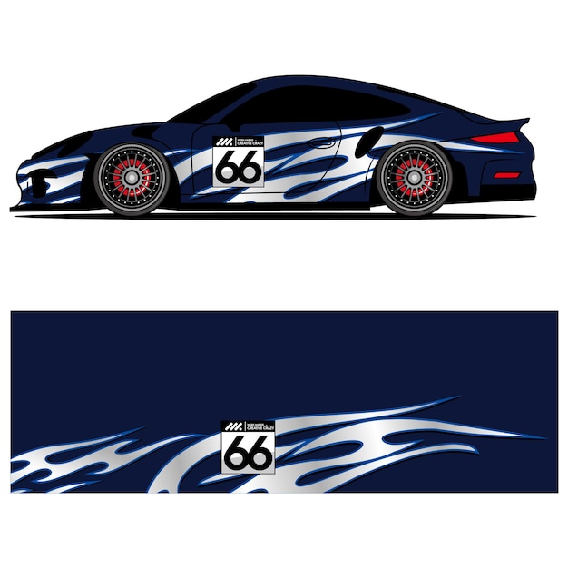 Diseño gráfico abstracto de vinilo adhesivo de carreras para publicidad de coches de carreras.