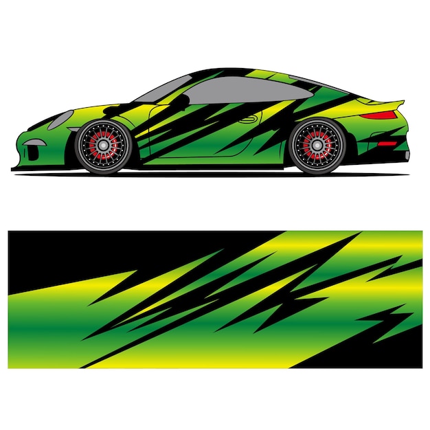 Diseño gráfico abstracto de vinilo adhesivo de carreras para publicidad de coches de carreras.