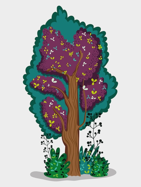 Diseño gráfico aislado del bosque del árbol del ejemplo del vector