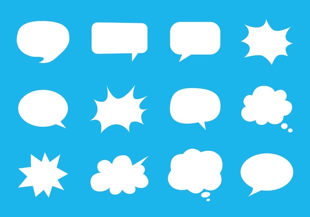 Diseño gráfico de burbujas de habla conjunto con elementos de chat de pegatinas retro