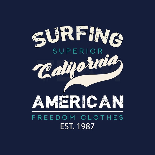 Vector diseño gráfico de camiseta con citas de surf