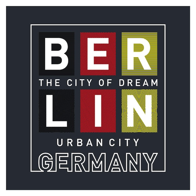 Diseño gráfico de camiseta de ciudad urbana de berlín