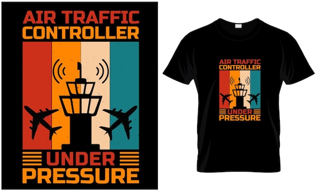 Diseño gráfico de la camiseta del controlador de tráfico aéreo