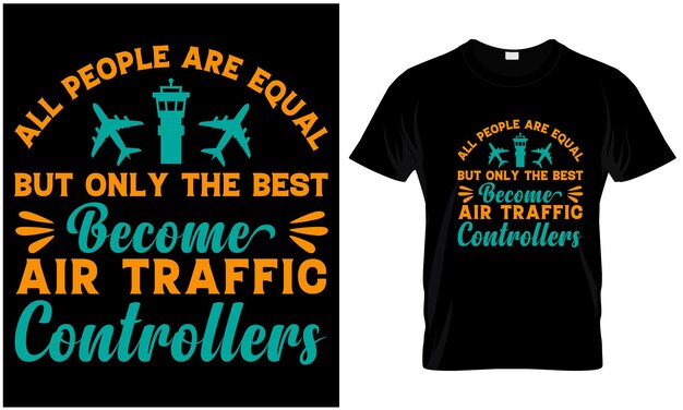 Diseño gráfico de la camiseta del controlador de tráfico aéreo